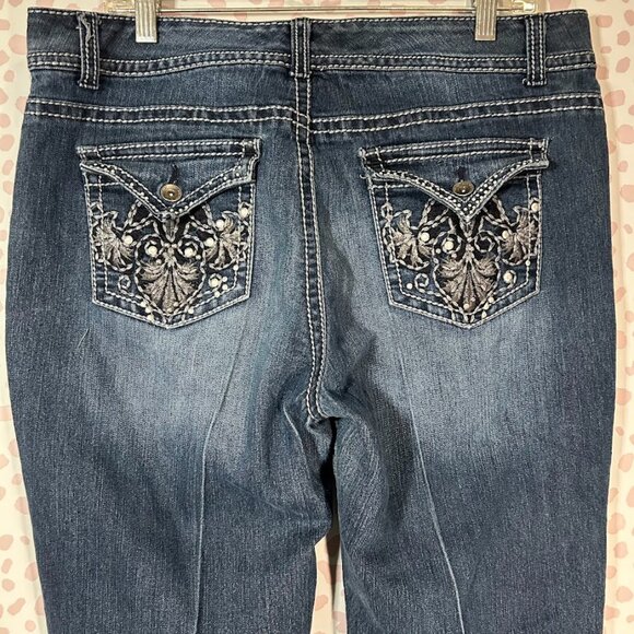 Nine West Women's 14 Bootcut Denim Jeans Embellished Annette Jean Bootcut Flare - Picture 5 of 11